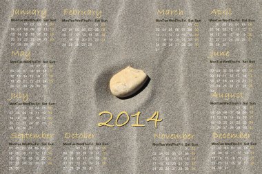 kum üzerine taşlı 2014 İngiliz takvimi