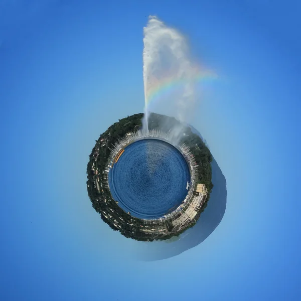 Planeta s vodní fontánou, Ženeva, Švýcarsko — Stock fotografie