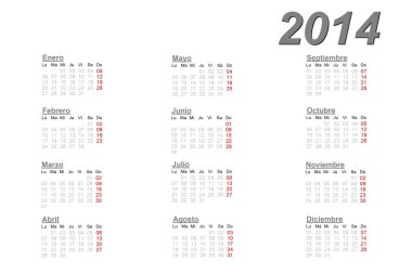 2014 için İspanyol takvim