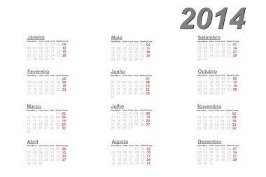 calendario Portugués para 2014