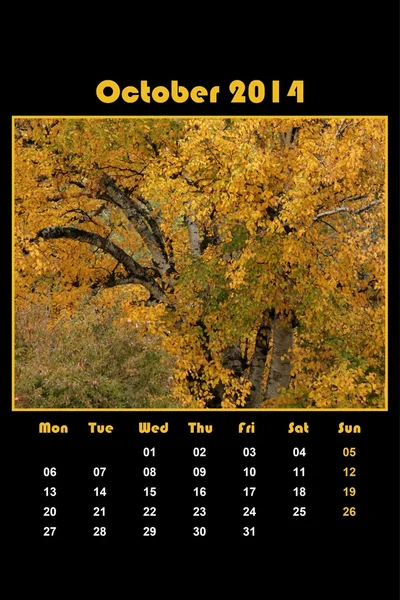 Nature calendar for 2014 - october — Stock Photo, Image