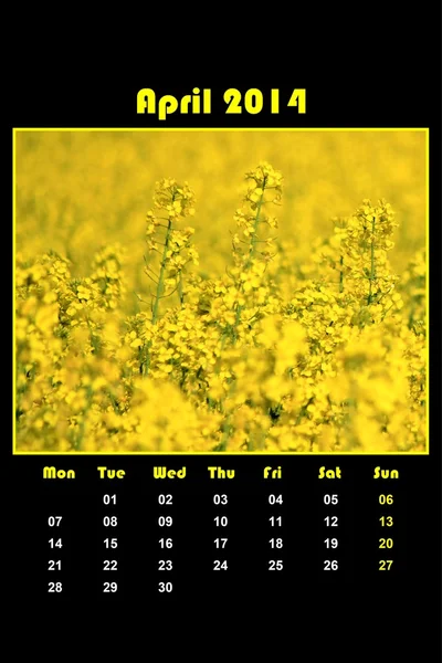 Nature calendar for 2014 - april — Stock Photo, Image