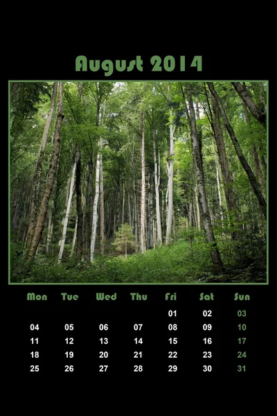 Nature calendar for 2014 - august — Stock Photo, Image