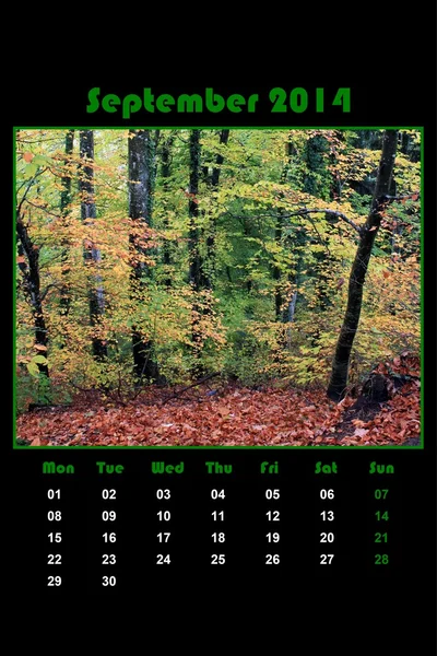 Nature calendar for 2014 - september — Stock Photo, Image