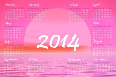 pembe günbatımı 2014 - 3d render takvimi