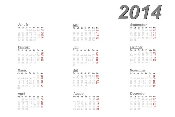 Slovak calendar for 2014 — Stock Photo, Image