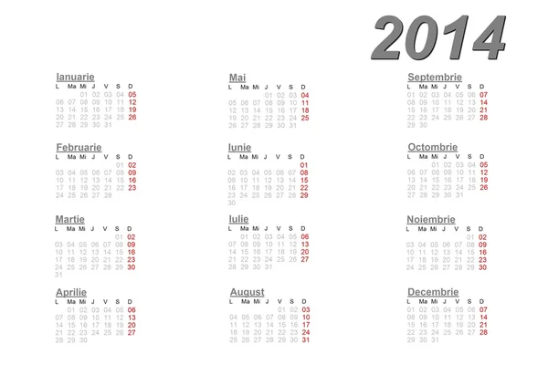 Romanian calendar for 2014 — Stock Photo, Image