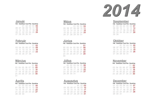 Węgierski kalendarz 2014 — Zdjęcie stockowe