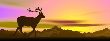Elk gölge günbatımı - 3d render tarafından