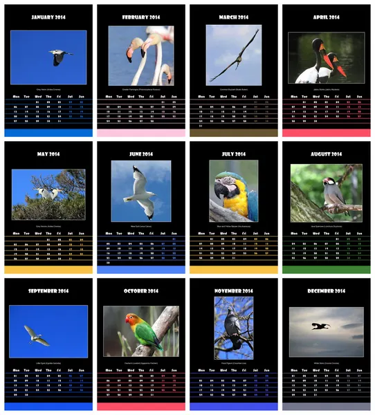 Vogels kalender voor 2014 — Stockfoto