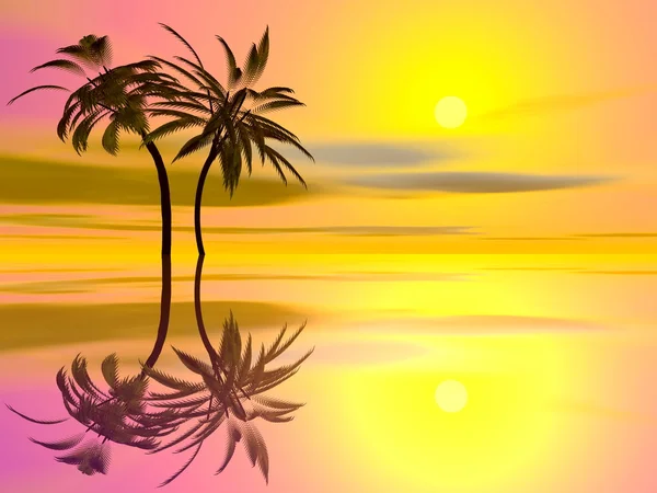 팜 나무 휴일-3d 렌더링 — 스톡 사진