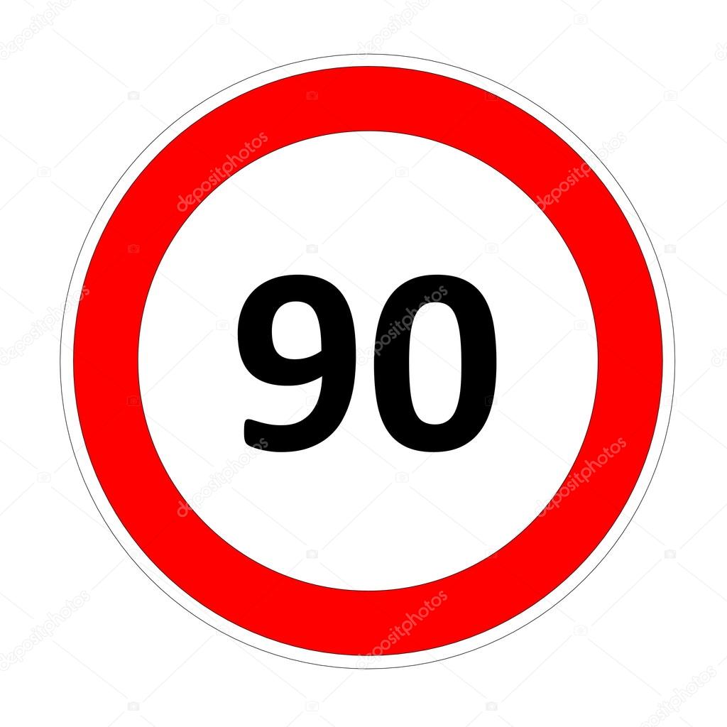 90 speed limit sign