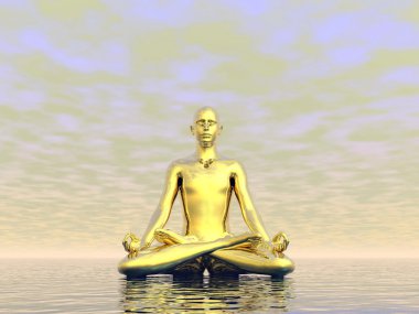 Altın meditasyon - 3d render