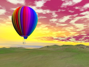 renkli sıcak hava balonu - 3d render