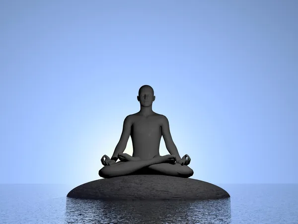 Meditazione blu - rendering 3D — Foto Stock