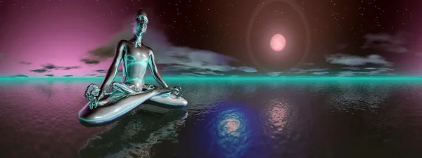 Noc medytacja - 3d render — Zdjęcie stockowe