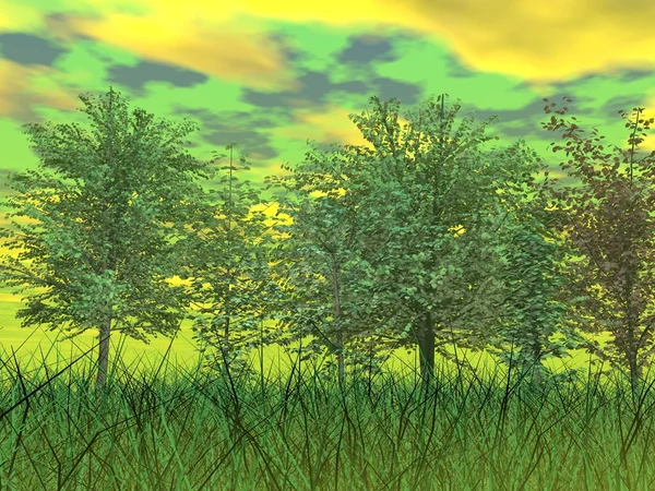 Naturaleza verde - 3D render — Foto de Stock