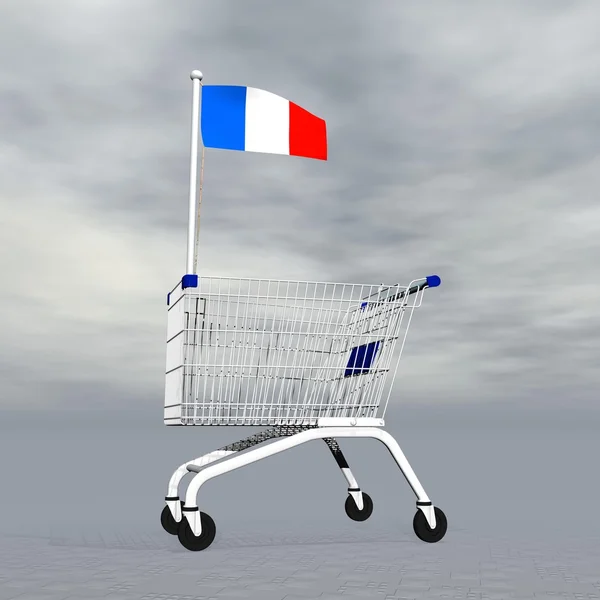 Compras francesas - 3D render — Foto de Stock