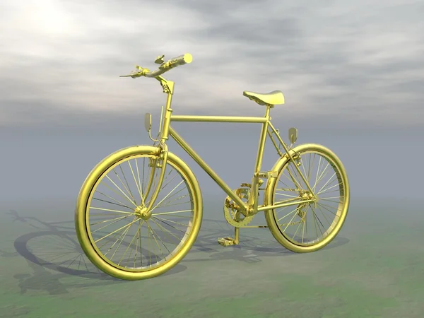 Golden mountain bike - 3D render — Stock Photo, Image