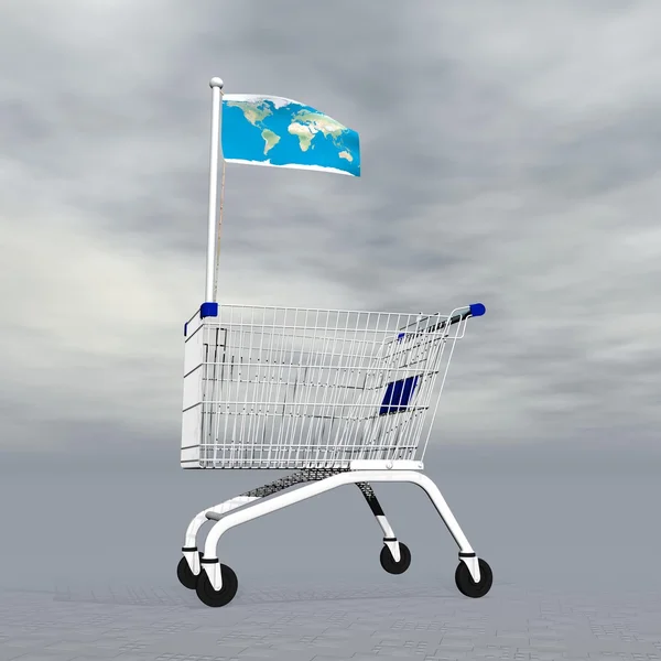 Compras internacionales - 3D render — Foto de Stock