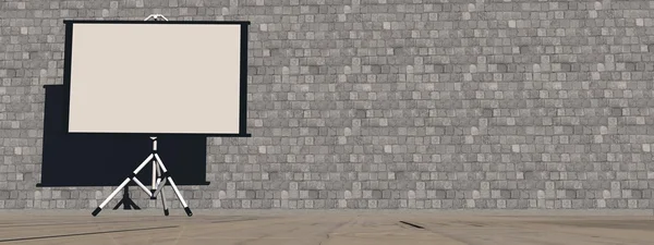 Empty white projector screen - 3D render — Stock Photo, Image