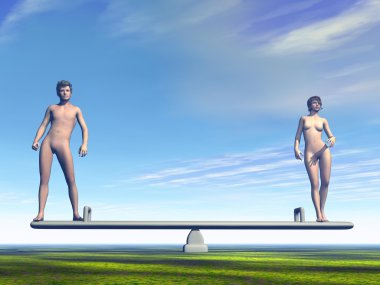 kadın ve erkek eşitliği - 3d render