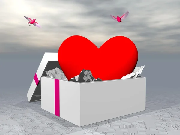 Love as a gift - 3D render — Stock Photo, Image