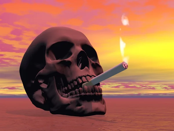 Skull smoking a cigarette - 3D render — Stock Photo, Image