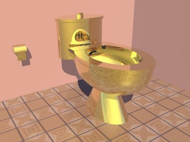 Golden tuvalet - 3d render