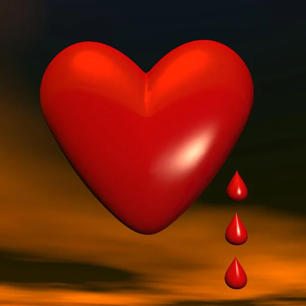Sad heart or give blood - 3D render — Stock Photo, Image