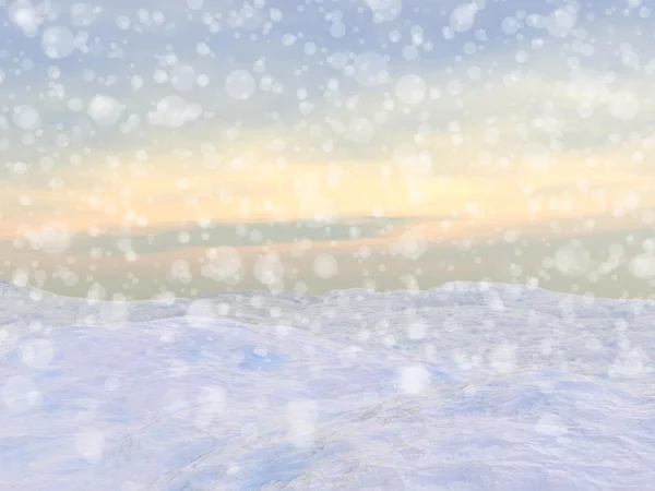Paysage hivernal de neige - rendu 3D — Photo