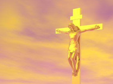 Golden cross - 3d render