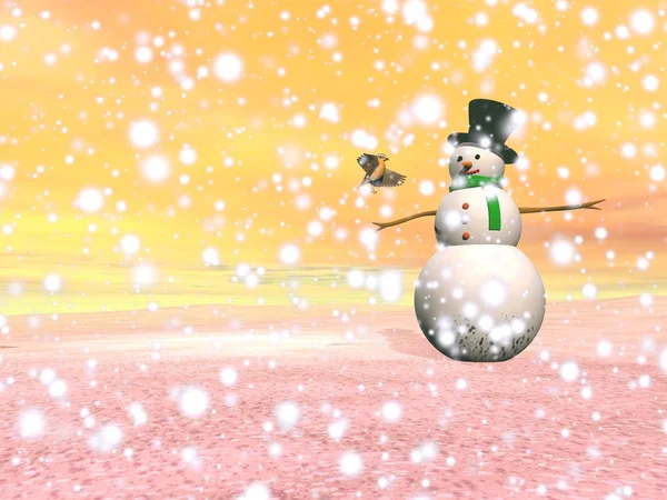 Sneeuwpop onder de sneeuw - 3d render — Stockfoto