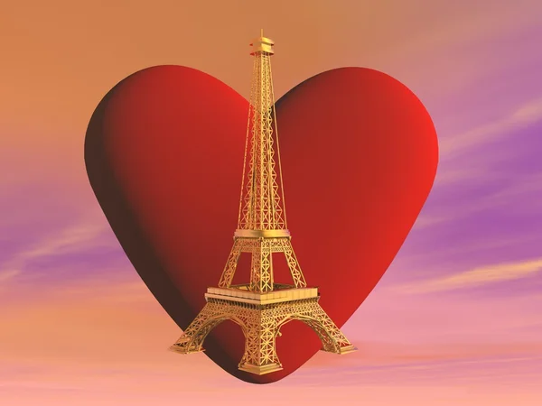 Love Paris, Francia - 3D render — Foto de Stock