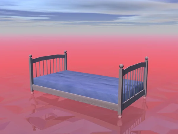Простая кровать - 3D рендеринг — стоковое фото