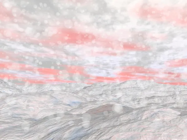 Paysage hivernal de neige - rendu 3D — Photo