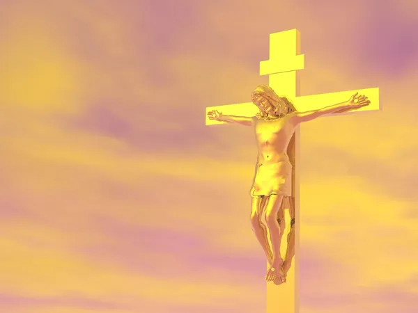 Cruz de ouro renderização 3D — Fotografia de Stock