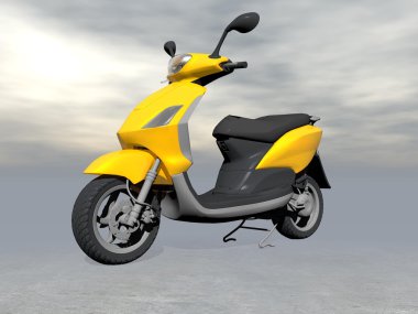 Scooter - 3d render sarı