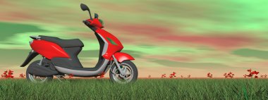 Scooter doğa - 3d render içinde