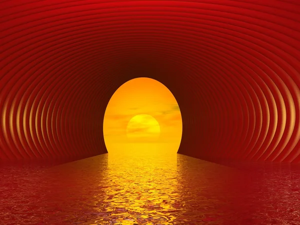 Тоннель к солнцу - 3D рендеринг — стоковое фото