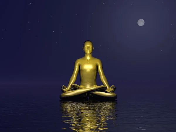 Goldene Meditation - 3D-Darstellung — Stockfoto