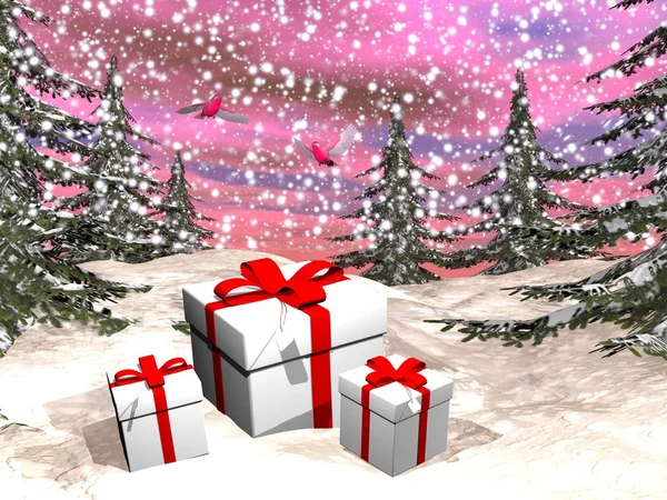 Presentes de Natal renderizar 3D — Fotografia de Stock
