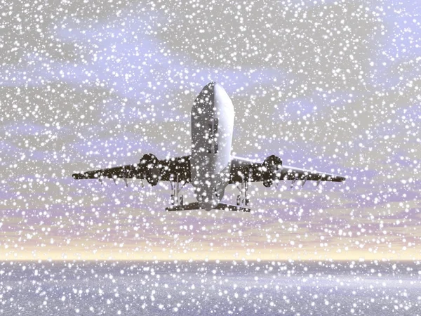 Aircraft in winter - 3D render — Stock Photo, Image