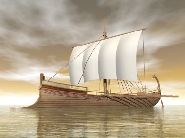 Eski Yunan teknesi - 3d render