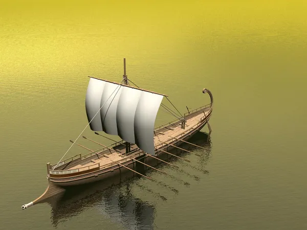 Stary grecki renderowania - 3d łódź — Zdjęcie stockowe