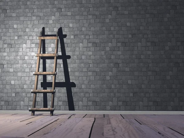 Ladder op muur - 3d render — Stockfoto