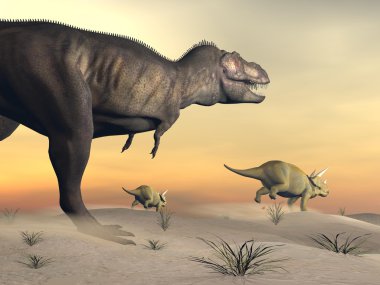 boynuzlu dinozor Tyrannosaurus-3d kaçan render