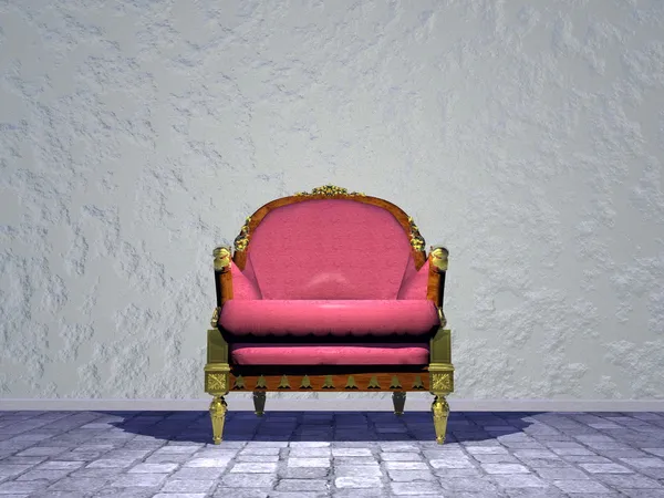 Louis XVI royal chair in the street - 3D render — Stock Photo, Image