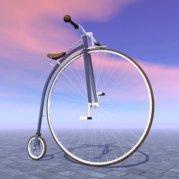 前轮骑自行车-3d 渲染 — 图库照片