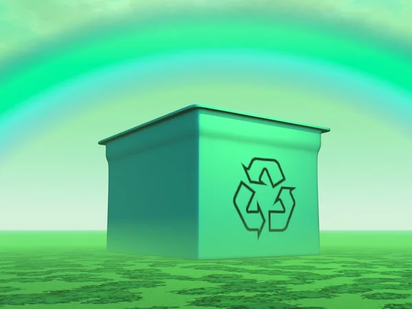 Green recycle bin - 3D render — Stock Photo, Image